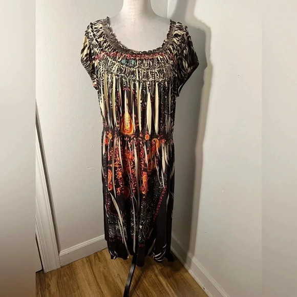 CATO woman, maxi sundress 18/20W, elastic dramatic colar, elastic short sleeves. - Picture 1 of 10